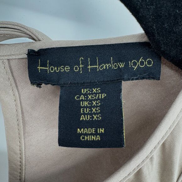 HOUSE OF HARLOW 1960 Champagne Tan Silky Bodycon Midi Dress Size XS - Picture 6 of 7